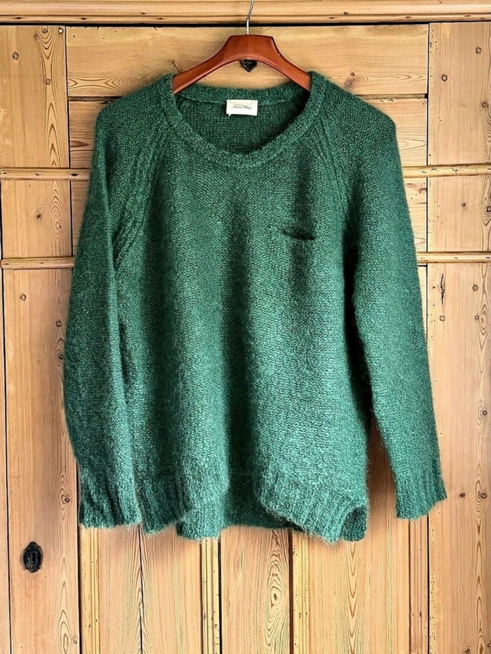 American Vintage Fuzzy Crewneck Sweater in Green